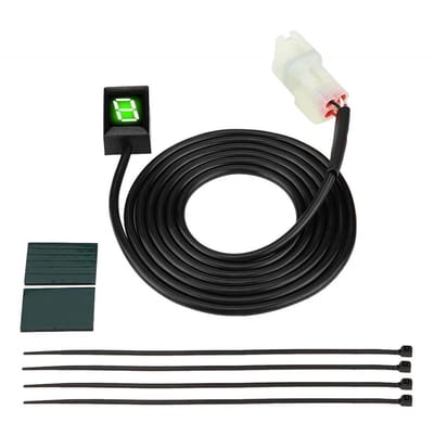 Dailygoods- Versnellingsindicator Digitale Schakelaaraanwijzer - Voor Kawasaki Motoren - 6 Versnellingen - Groen Scherm - 12V - Inclusief Beugel - Versnellingsmeter