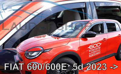 Zijwindschermen Fiat 600 / 600E / Abarth donker getint tbv 5-deurs model VANAF 2023 set a 4 stuks tbv V+A ramen pasvorm Team Heko