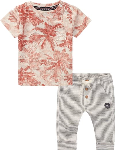 Noppies - Kledingset - 2delig - Broek Hospet Ebony White - Shirt Hudaida Hot Sauce - Maat 92