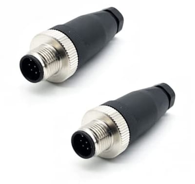 8-polige M12-stekkers met schroefaansluiting - IP67 waterdicht (2 stuks)