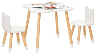 3-delige kinderzitgroep met tafel en twee stoelen - schattig berenontwerp