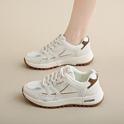 Modieuze Forrest Gump schoenen met dikke zool voor dames Ademend Koreaanse College Stijl Student Casual Sport Board Schoenen 40 beige