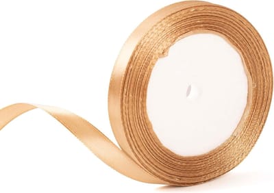 Champagne Gouden Kerstribbon van 10mm - 22m Dunne Versiering voor Cadeaus, Bruiloften en Haaraccessoires