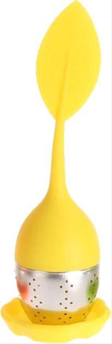 Scoby - Thee-Ei - Theezeefje - Theeblaadje Voor Losse Thee - Met Houder - Tea Infuser - 1 Stuk - Geel