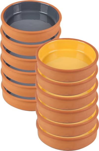 Urban Living Tapas/sauzen/hapjes serveer schaaltjes set - 6x stuks - terracotta - 16 x 4 cm p/st