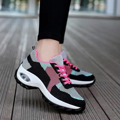 Damesschoenen Platform Casual Schoenen Mama Schoenen Zifei Gebreid Mesh Oppervlak Ademend Mat Casual Schoenen Sport Rocking Schoenen 40 gray