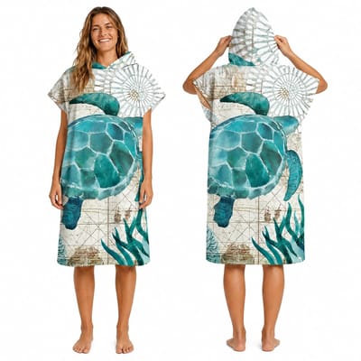 Surf Poncho-handdoek, sneldrogende microvezel, surfstof, verandering, capuchon, poncho, strand, badjas, zwemmen, voor volwassenen, L