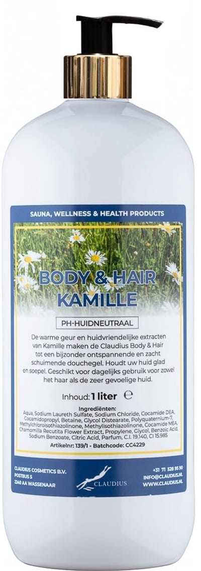 Body & Hair Kamille 1 liter met gouden pomp - 2 in 1 voor lichaam en haar