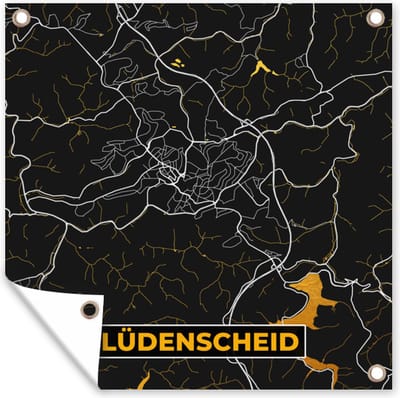 Tuin poster Stadskaart – Kaart – Lüdenscheid – Gold – Duitsland – Plattegrond - 200x200 cm - Tuindoek