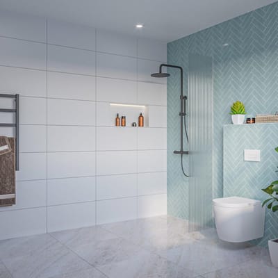 FugaFlow Eccelente Vetro Inloopdouche - ribbel glas - 40x200cm - 8mm - nano - blind inbouw profiel