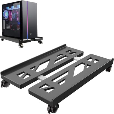 Mobiele CPU Stand met 4 Wielen, Universele Computer Desktop Stand voor Gamer en Thuisgebruik, Onder Bureau CPU Wagen, Zwart