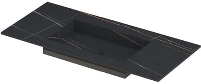INK Post Wastafel Keramische Slab Envelop Bak Midden Zonder Kraangat - 1000x450x10 mm - Lauren Black Mat
