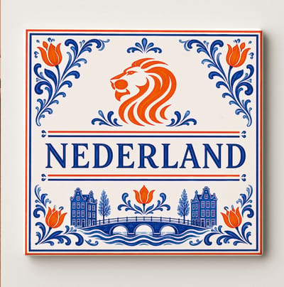 Nederland Decoratieve Keramische Tegel – Nederlandse Leeuw Wandtegel – Oranje Blauw Tulp Gracht Heritage Souvenir Cadeau