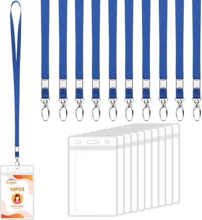 10x Transparante Lanyards met Pasjeshouder - ID Kaarthouder Verticaal voor Vergaderingen en Evenementen