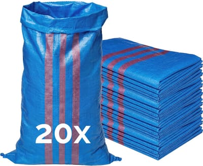 Garronda - Polypropyleen Zak Blauw - 105 x 65 cm – 20 Stuks – Tuinafvalzak - Geweven Zakken van PP - Voor zand en opslag – Scheurvast - Belastbaar tot 50 kg – Veelzijdig inzetbaar – Zandzakken – Tuinzak – Hoogwaterbescherming – GD-ROM-Bag80