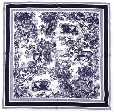 Vierkante Sjaal met Gedetailleerd Toile de Jouy Natuurlandschap (70x70cm)