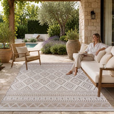 Paco Home In-& Outdoor Vloerkleed Balkon Terras Keukenvloerkleed Modern Boho Ethno Patroon 80x150 cm