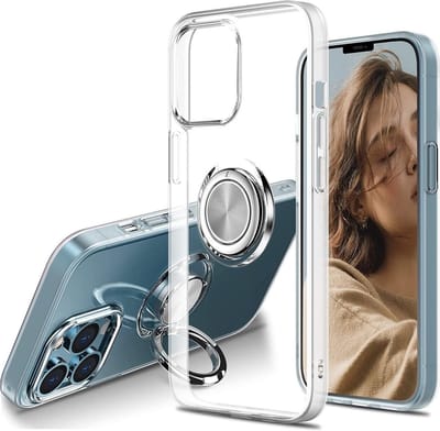 Hoesje Geschikt voor iPhone 13 Mini hoesje Transparant Luxe Backcover - Hoesje Geschikt voor iPhone 13 Mini - Hoesje Geschikt voor iPhone 13 Mini case met Metalen Ring houder - Transparant