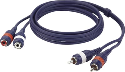 DAP Audio Tulp Verlengkabel 0,75m - RCA Verlengkabel - 2x RCA Male naar 2x RCA Female - 0,75m