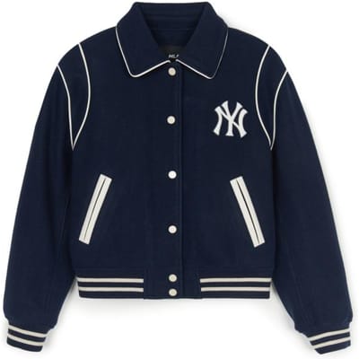 MLB New York Yankees Casual Eenvoudig Zacht Comfortabel Polokraag Enkele Rij Lange Mouwen Jas Damesjassen Marineblauw 3FJPV1046-50NYS XS black