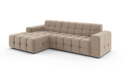 Hoekbank Kora 264cm bruin chenille bank links loungebank hoeksalon