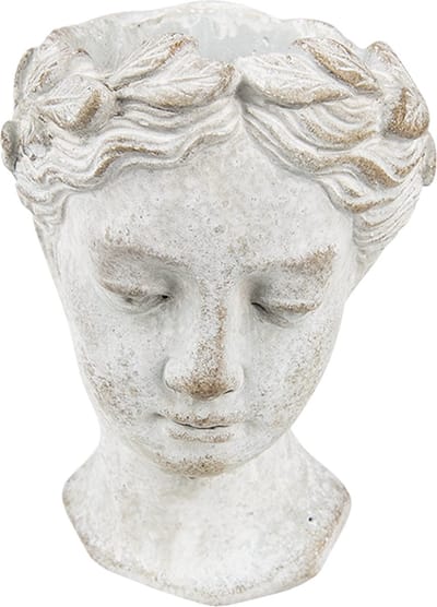 Bloempot voor Binnen – Grijs – Rustieke Pot – 11x11x17 cm – Steen – Vrouwenmotief