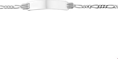The Jewelry Collection Graveerarmband - Figaro Plaat 4,8 mm 11 - 13 cm - Zilver