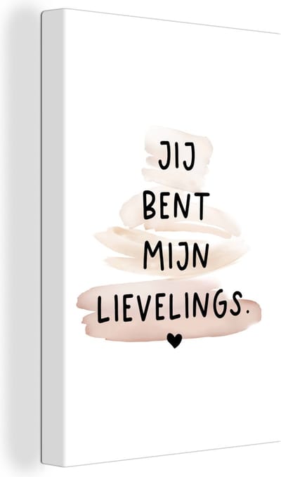 Canvas Schilderij Quotes - Spreuken - Jij bent mijn lievelings - Liefde - 20x30 cm - Wanddecoratie
