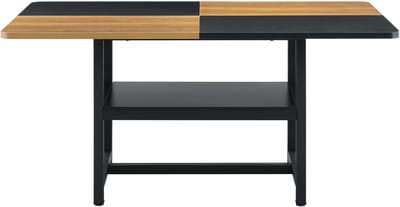 Rechthoekige eettafel in industrieel design, 160x90x76 cm, voor 4-6 personen, bruin/zwart, met multifunctioneel opbergvak, voor woonkamer, keuken en eetkamer.
