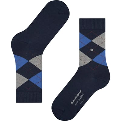 Burlington Marylebone gedessineerd wol sokken dames blauw - maat 36-41