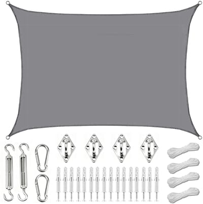 Dailygoods- Zonnezeil Waterdicht - Rechthoekig 2 x 3 m - Zonwering - Scheurvast - Weerbestendig - Voor Balkon/Terras - Luifel