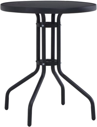 Ronde Tuintafel 60 cm Zwart Staal en Glas