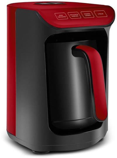Karaca Hatır Koz – Turkse Koffiemachine met Roosterfunctie – Cherry Rood – voor 5 kopjes koffie met schuim