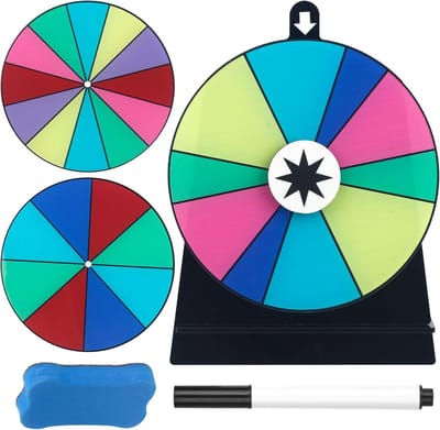 Kleurrijke geluksrad met standaard voor zelfvormen, 3 draaien en tafel roulette spinner voor prijzen en feesten