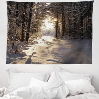 ABAKUHAUS Wintertapijt, Kerstsneeuwbos, 150 x 110 cm, Lichtgeelbruin