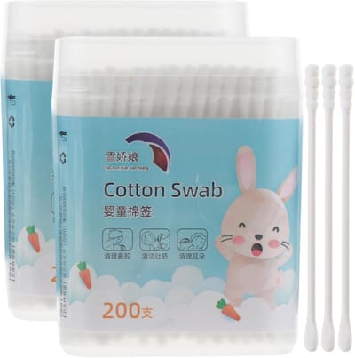 Babywattenstaafjes Katoen - Zachte Wattenstaafjes - Baby Verzorging - Zachte Ronde Tips - 400 Stuks - Wit