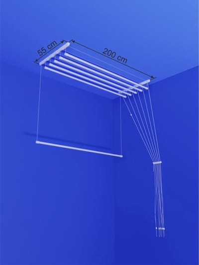 Heavy-duty Ruimtebesparend Plafond Droogrek - 6 stangen elk 200 cm lang