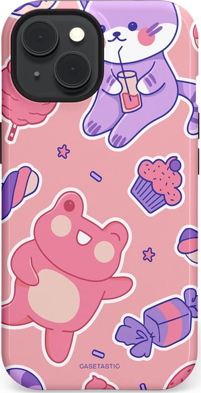 Casetastic hoesje geschikt voor Apple iPhone 15 - MagSafe - Dubbellaagse bescherming - Snoepvriendjes - Fashion Case - Lichtroze Lavendel Koraal