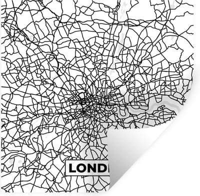 Muurstickers - Sticker Folie - Londen - Stadskaart - Plattegrond - Zwart Wit - Kaart - 100x100 cm - Plakfolie - Muurstickers Kinderkamer - Zelfklevend Behang XXL - Zelfklevend behangpapier - Stickerfolie
