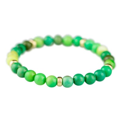Armband natuursteen: Green Grass Agaath 6mm & 14kt goud