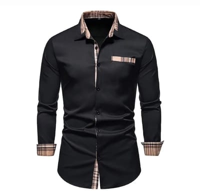 Casual Blouse Heren - Engelse Stijl - Zwart - Mode - Slim Fit - Overhemd