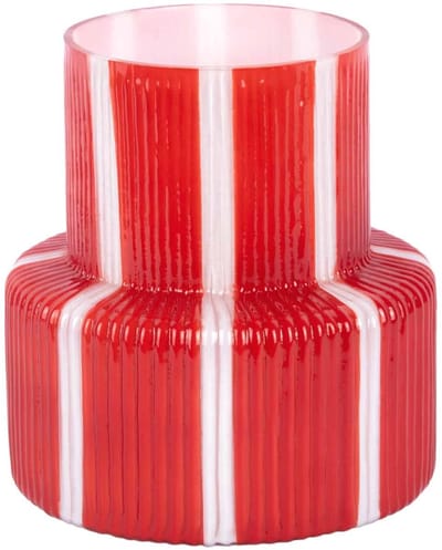 Present Time Vaas Raydo Retro - Helderrood - Ø18cm - Glas - Modern - Bloemenvaas - Woondecoratie - Decoratieve vaas voor woonkamer of slaapkamer