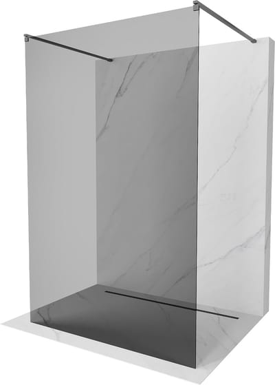 Mexen Kioto vrijstaande douchewand 100 x 200 , grafiet 8 mm, gun metal - 800-100-002-95-40