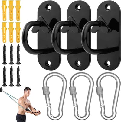 Weerstandband muurankers voor krachttraining, fitness, en schommels met schroef karabijnhaken - 3 stuks