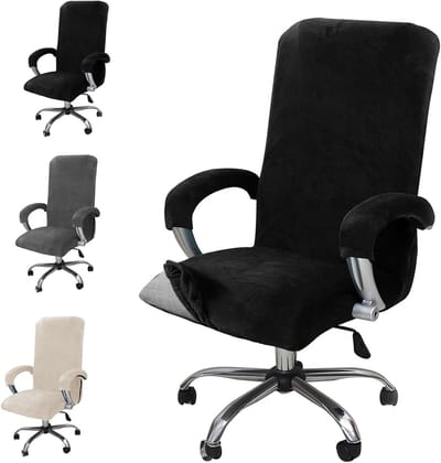 Elastische Velours Stoelhoes voor Gaming- en Bureaustoelen, Wasbare en Verstelbare Hoes, XL, Zwart