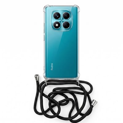 Geschikt voor Xiaomi Redmi Note 14 Pro 4G Hoesje met Koord - Transparant - Verstelbaar Nekkoord - Schokbestendig - Zwart