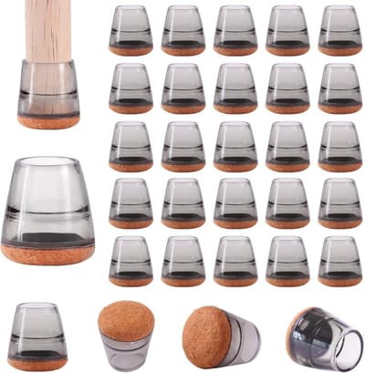 Famanu – Stoelpootdoppen set van 32 stuks - ronde siliconen vloerbeschermers met viltlaag - 20 mm - zwart