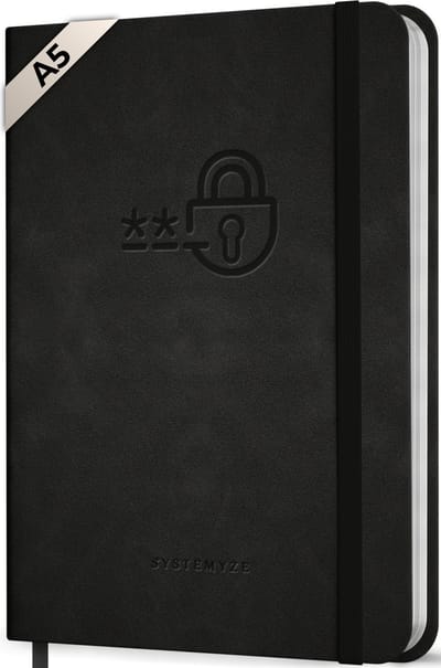 Systemyze Wachtwoordenboekje met Alfabet – Password Organizer – A5 – Zwart