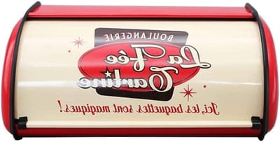 Broodtrommel Metaal - Broodopslag Houder - Brood Vers Houden - Roldeksel Ontwerp - 34x23x15CM - Rood