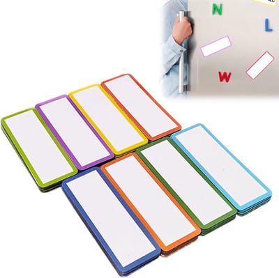 Beschrijfbare Magneetstrips - Magnetische Etiketten Gekleurde Magneetborden 50 stuks Whiteboardmagneten 8 Kleuren voor Whiteboards, Koelkast School en Kantoor - Kleur willekeurig - 10 x 5 cm